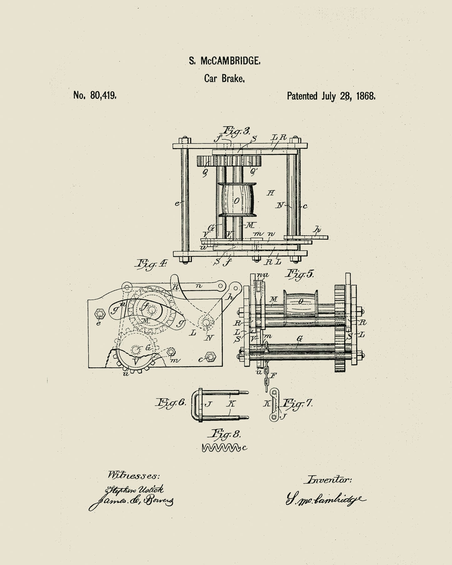 1868 Train Car Brake